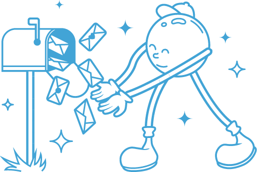 La mascotte Sweep it relève le courrier